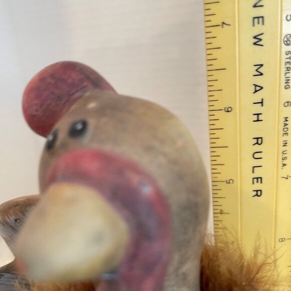 Rustic Funky Thanksgiving Turkey Figurine with Faux leather and Fur - Picture 9 of 11